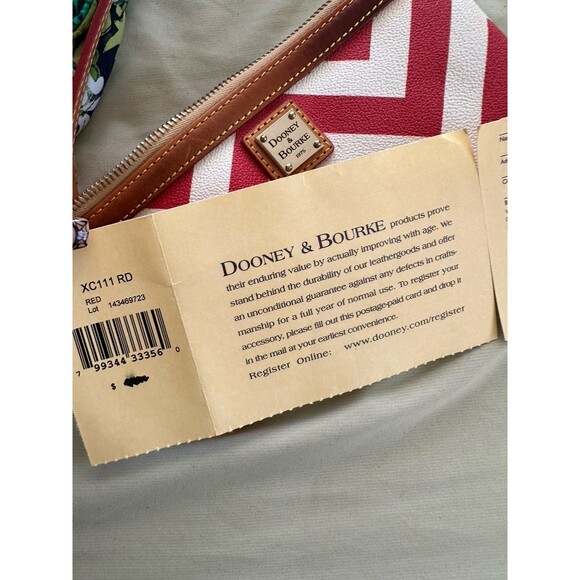 Dooney Bourke Italian Leather Red Chevron Large Slim Zipper Wristlet #143469723 - Picture 6 of 7